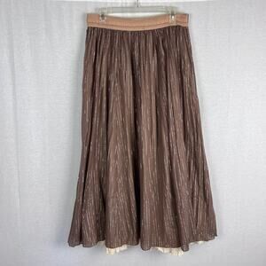 Vintage Express Skirt Brown Lace Trim Maxi Western Country Glam Forest Fairy